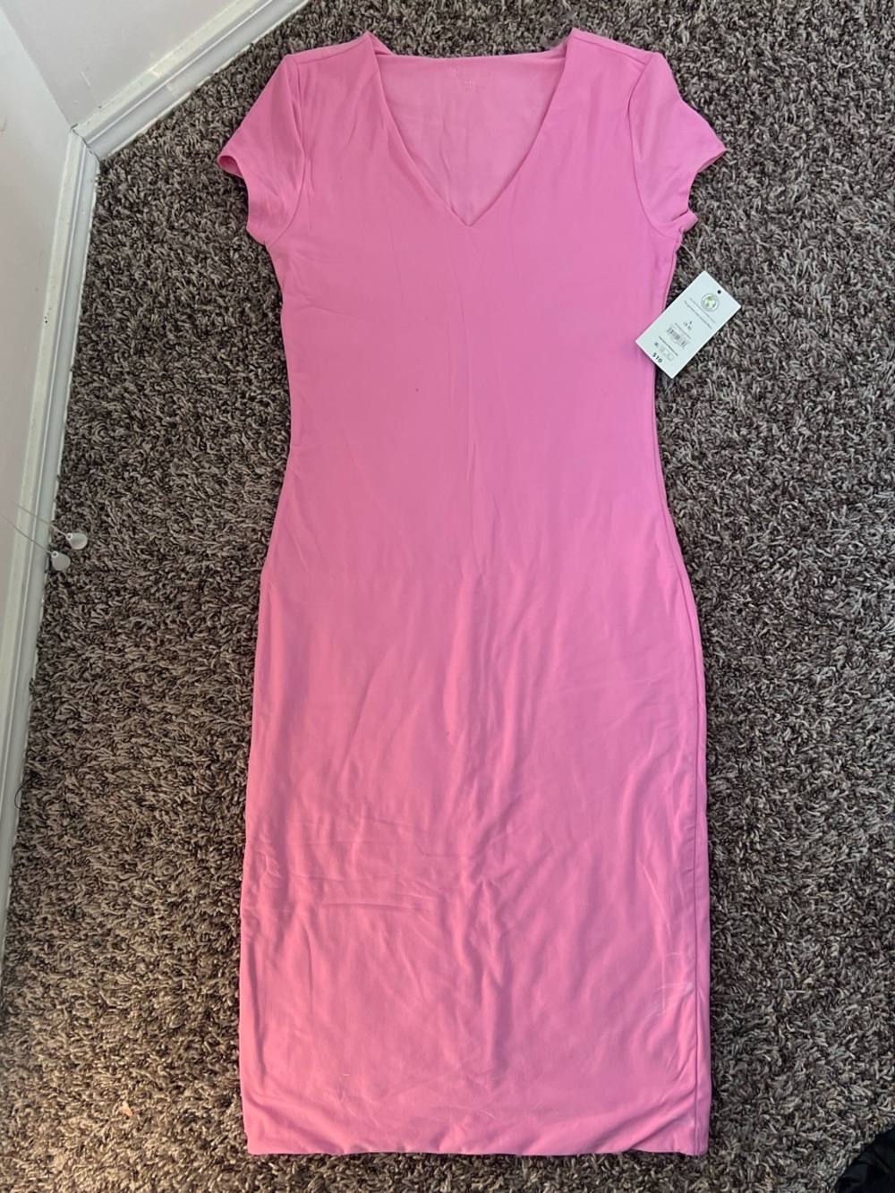Classic Pink V-Neck Bodycon Dress
